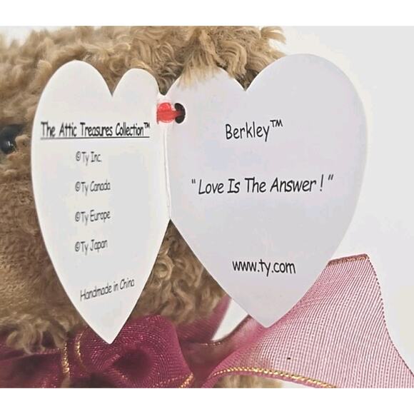 1993 Ty Beanie Baby "Berkley" Retired Brown Old Time Teddy Bear BB30 - Picture 2 of 4
